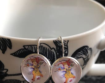 Fancy Nancy cabochon earrings- 16mm