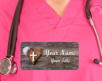 Feathered Cross Nametag
