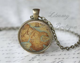 Peter Pan, Neverland Map, J.M. Barrie Necklace or Keyring, Keychain.
