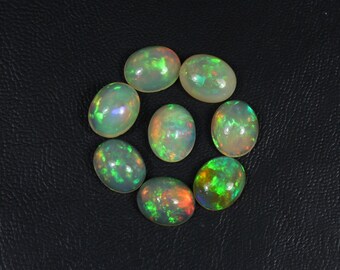 8 Pieces Lot Of Natural Ethiopian Opal Gemstone - 9x11mm Oval Shape Cabochon - Welo Opal - High Quality Opal - Play of Color Opal Cb#1480
