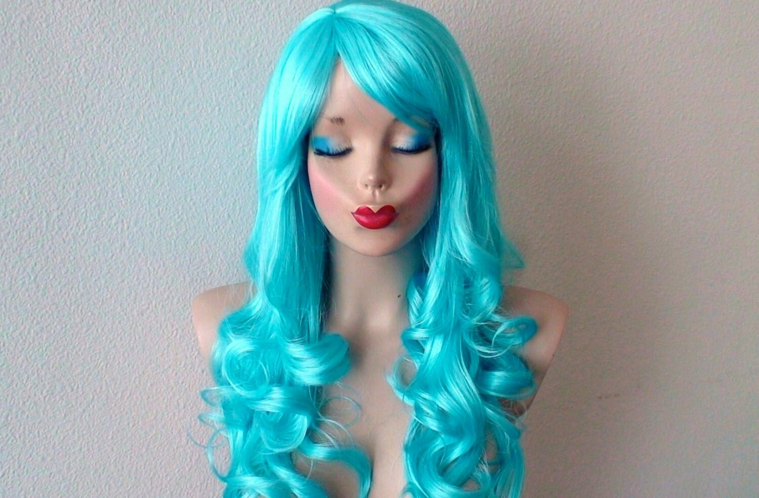 Long Blue Curly Wig - wide 5