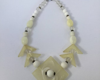 Carol Dauplaise Very Rare 80's White Lucite Necklace