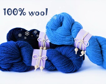 3pcs Wool yarn - wool knitting yarn - 300g(3pcs) - Colors Dark Blue, Navy, Royal Blue - Wool