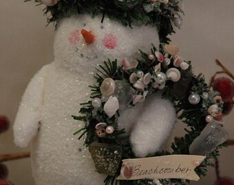 Folk Art Snowman with Sea Shells (X-SM-BC)