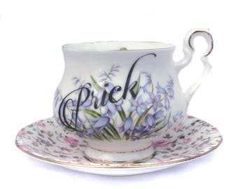 Prick Altered Vintage Teacup and saucer