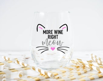 Cat wine glass | Etsy