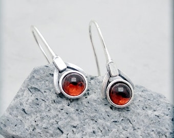 Garnet Earrings, January Birthstone Earrings, Gemstone Jewelry, Gemstone Earrings, Sterling Silver, Modern, Minimalist