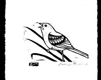 Semore the Bird Wood Block Print