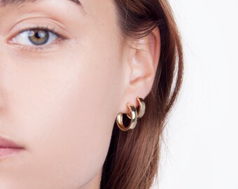 Minimalist hoops - wide hoops - gold hoop earrings - minimalist hoop earrings - medium hoops - minimal hoops - dainty hoop earrings