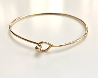 14K SOLID Gold Bracelet with Hook and Eye Clasp - 1.3mm 16 Gauge Thick Wire - Add Charms - Marked 14K