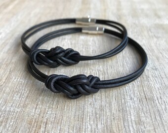 Black Couples Bracelet His and her Bracelet Infinity Knot