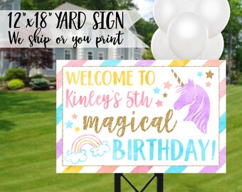 Unicorn Birthday Sign, Unicorn Yard Sign, Unicorn Sign, Rainbow Sign, Unicorn Welcome Sign, Magical Birthday Sign, Rainbow Birthday Sign