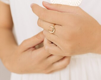 Tusk ring, Moon Ring, Gold Moon Ring, Gold filled Ring, Half Moon Ring, Simple Gold Ring, Crescent Moon Ring, Wholesale Rings, Trendy Rings