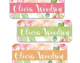 School Labels, School Name Labels, Waterproof School Labels, Dishwasher Safe, Personalized School Labels, Floral Girl Name Labels