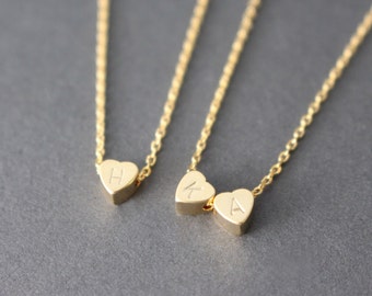 Tiny Gold Initial Heart necklace // Gold Initial Heart Necklace // personalized necklace