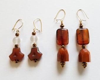 Style Choice - Brown Beaded Pierced Dangle Earrings