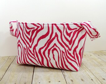 Diaper Caddy - Pink Zebra Stripes Fabric Storage Basket - Toy Storage