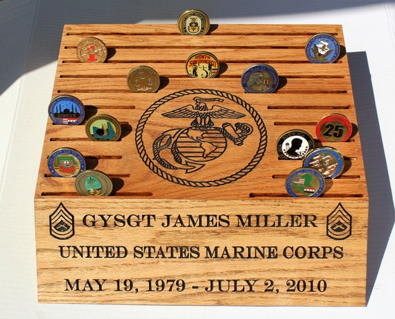 Challenge Coin Display Holder Personalized Usmc Marine Corps Veteran Retirement Gift Keepsake Art