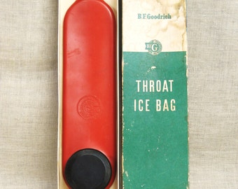 Vintage Ice Bag, Throat, Water, Medical Collectibles, Health, First Aid, BF Goodrich, Rubber Bag, Original Box, Health Aids,Red,Spinal Pain