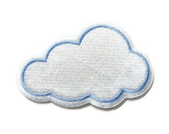 White Cloud Embroidered Applique Iron on Patch 7.4 cm. x 4.6 cm.