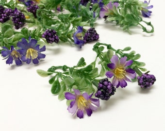 One Lot of PURPLE Honeysuckle Berry Stems, Greenery, Filler - Artificial Flowers, Flower Crown