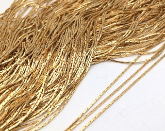 5/20meters 0.75mm wide Anti-Tarnish Real Gold Plated Over Stainless Steel Flat Cobra Chain Findings