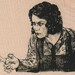 woman with scissors rubber stamps place cards gifts unmounted mounted or cling stamp number18495