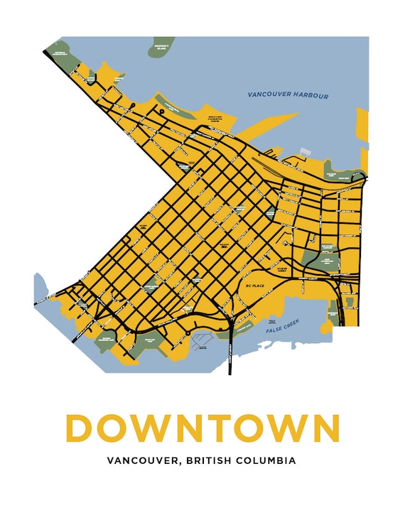 Vancouver Neighbourhood Map Print: Downtown Vancouver