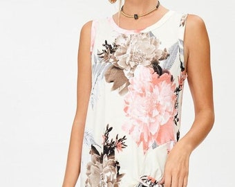 Floral Sleeveless Top With Knot Detail
