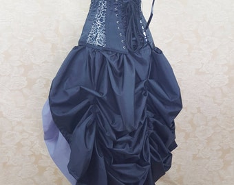 Black Full Length Tie Bustle Skirt-One Size Fits All