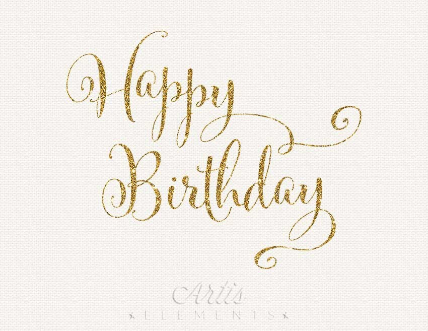 Happy Birthday Gold Glitter Typography Digital Photo Overlay