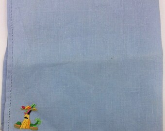 Vintage Handkerchief, with hand-embroidered Caribbean Motif