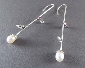 Dangle Earrings - Pearl/ Pink Tourmaline