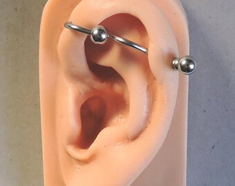 Industrial Barbell - Beaded Industrial Piercing - Surgical Steel 14 Gauge Ear Jewelry - 1 1/4" Looped Scaffold Piercing - Made to Order