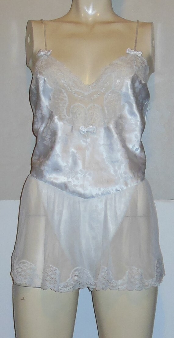 white lace insert chiffon teddy baby