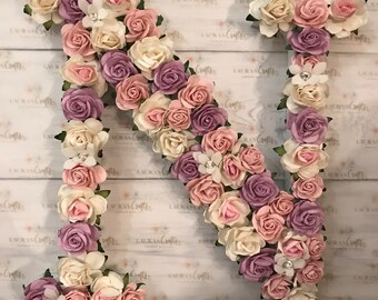 20cm floral letter, flower letter, nursery decor, wedding decor, baby shower decor