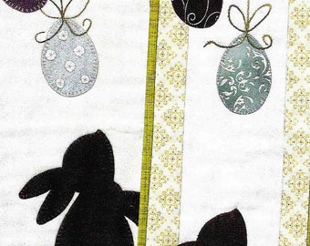 Wool Applique Pattern, Little Bunny, Wool Applique Kit, Easter Bunny, Rabbit, Easter Eggs, Mini Wall Hanging, Spring Decor, PATTERN & KIT