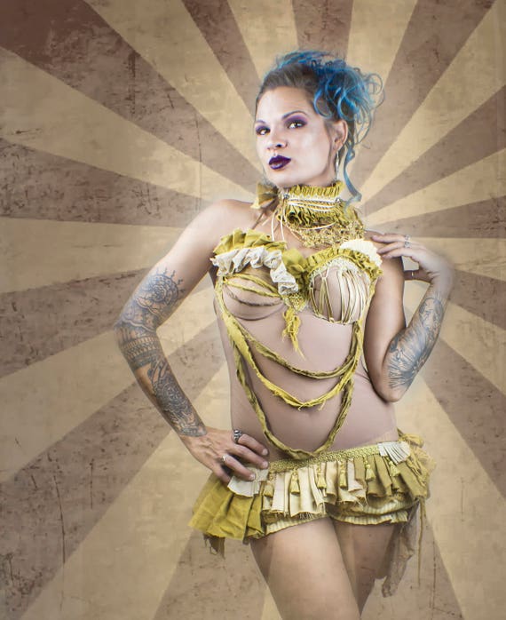 Gold and Nude Mesh Bodysuit Gold and Nude Mesh Bodysuit