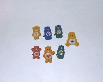1980's Care Bear Shoe Rubber 7 Buttons Great for Crafts Tenderheart Nighttime Cousins Lot