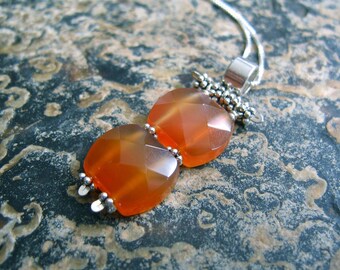 Faceted Carnelian and Silver Necklace