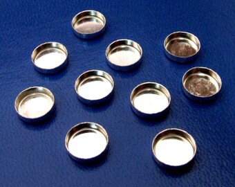 BEZEL CUP ASSORTMENT - Sterling Silver Round Plain Wall Bezel Cups - Five each of 3 mm, 4 mm, 6 mm, and 8 mm