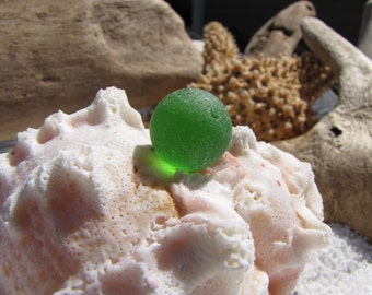 Bright Green BEACH GLASS MARBLE / Lake Erie