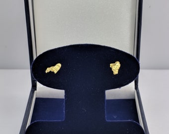 Stud Gold Nugget Earrings, Real Natural Yukon Gold Rush Nugget Earrings, Genuine Gold Nugget Earrings, E1