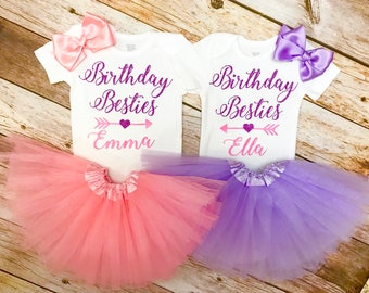 Twins First Birthday, Twins Onesie, Twins Baby Gift, Baby Girl Clothes, Baby Girl Onesie, Baby Twins, Baby Girl Outfit, BAby girl Clothing