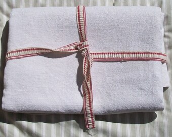 Yardage of Antique French Fabric pure hand loomed chanvre and hemp linen lovely weave loom width