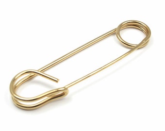 Huge Vintage Gold Plated Safety Pin (1X) (V313)