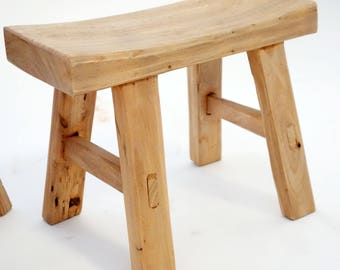recycle elm wood stool, handmade.