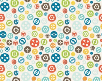 Fun & Games Gears Cream by Lori Whitlock for Riley Blake, 1/2 yard
