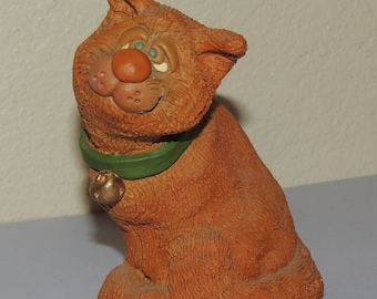 1988 The Critter Factory Orange tabby CAT Figurine made in USA