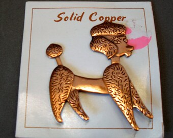 Retro Copper Poodle Pin Brooch